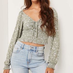 Floral Ruched Long Sleeve Top